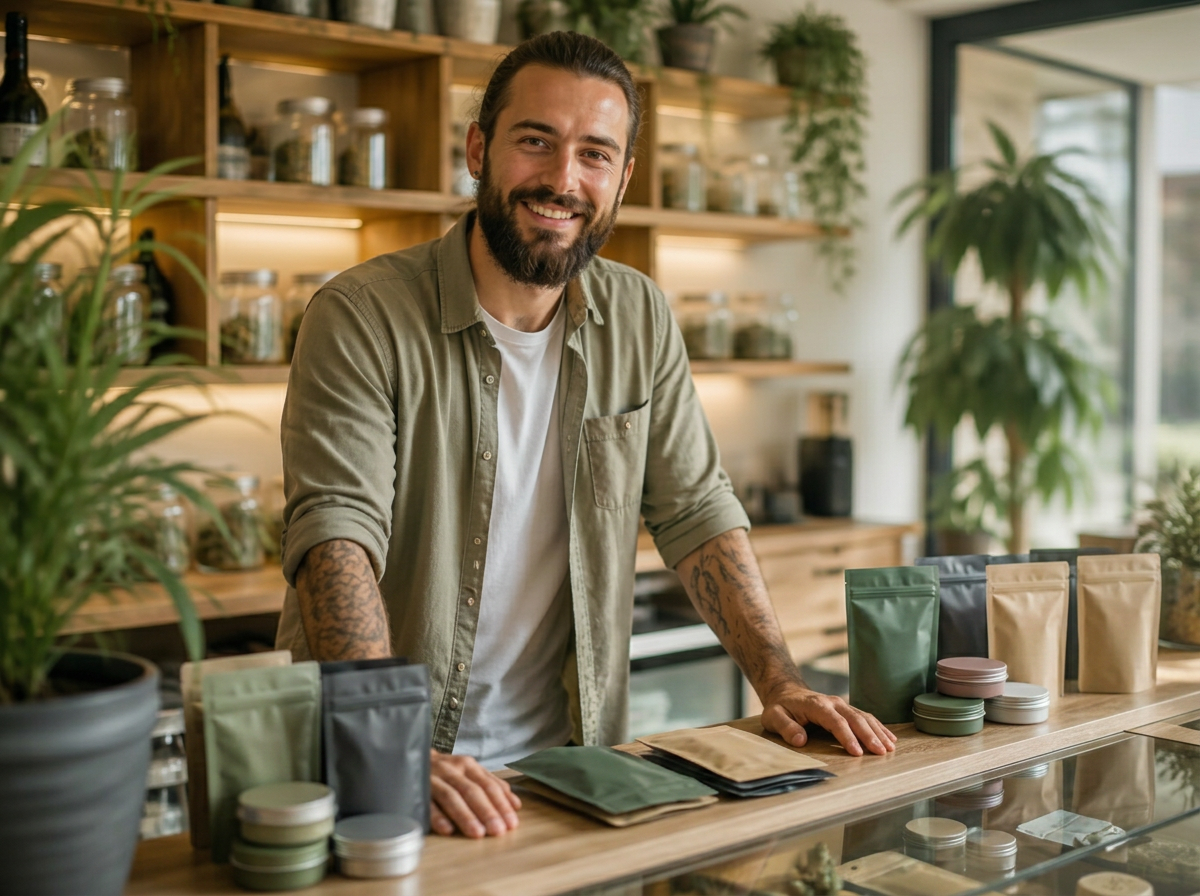 A Kana Leaf team member welcoming a customer at the store counter